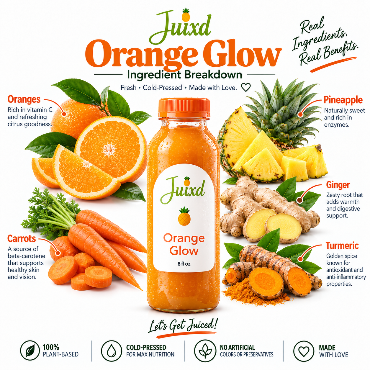 Juixd Orange Glow – Cold-Pressed Juice | 8 fl oz