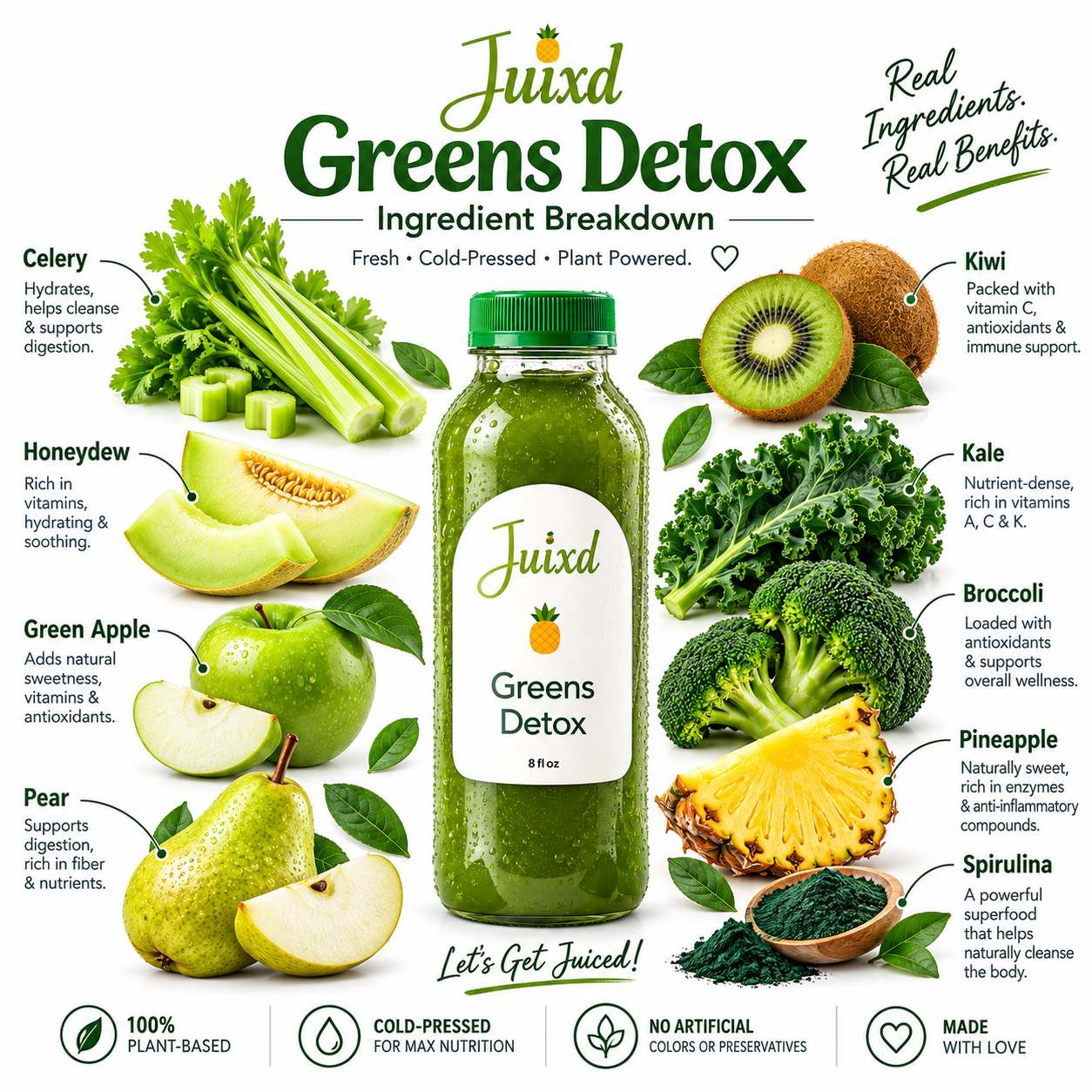 Juixd Greens Detox – Cold-Pressed Green Juice | 8 fl oz